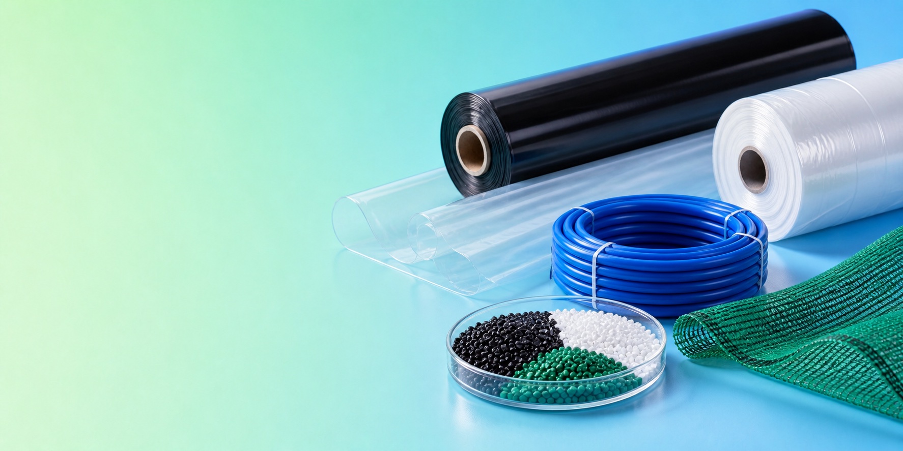 Agricultural film, irrigation tubing, shade net and masterbatch pellets