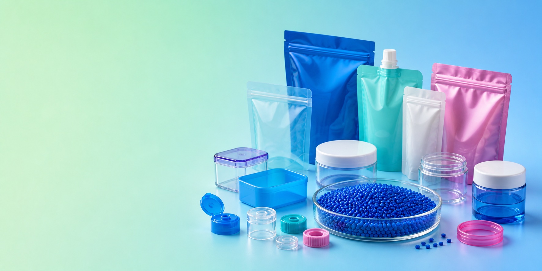 Rigid and flexible plastic packaging with masterbatch pellets