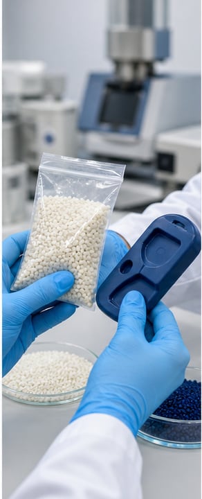 Confirming base resin and plastic application requirements